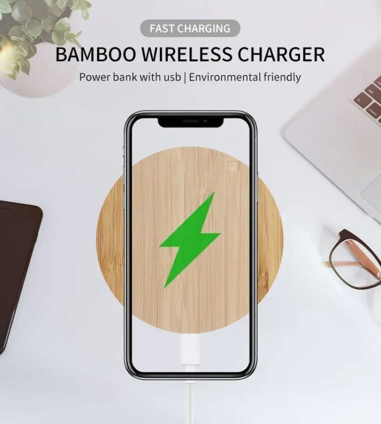 15w fast charging qi bamboo wireless charger