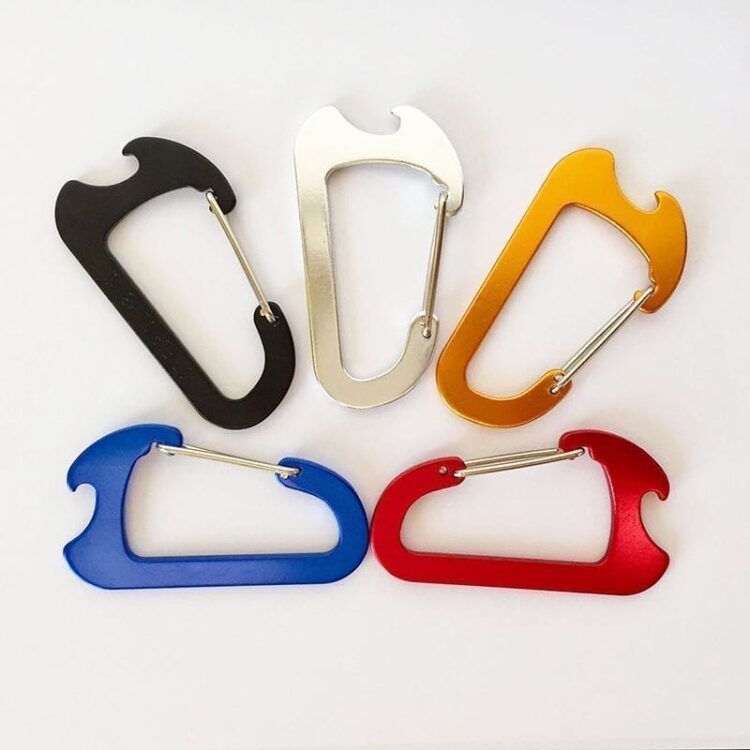 Custom large heavy duty spring hook key chain holder aluminum c clip shaped carabiner bottle opener