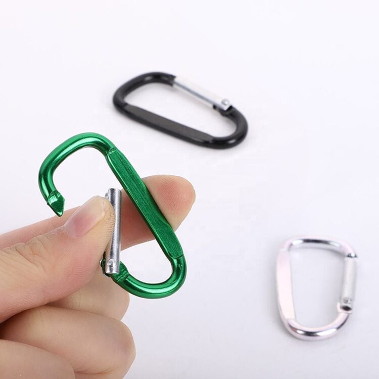 Custom heavy duty hammock locking ring clips hook durable quick release aluminum d shaped carabiner