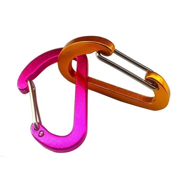 Custom 40mm mini metal keychain hammock clip hook aluminum d shaped small little wire gate carabiner