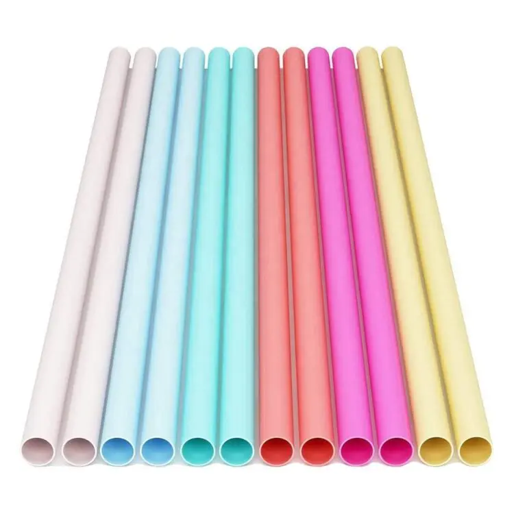 Custom logo eco friendly multicolor reusable straws collapsible silicone drinking straight straw