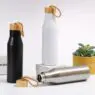 Custom logo stainless steel water bottle with bamboo lid for promotion