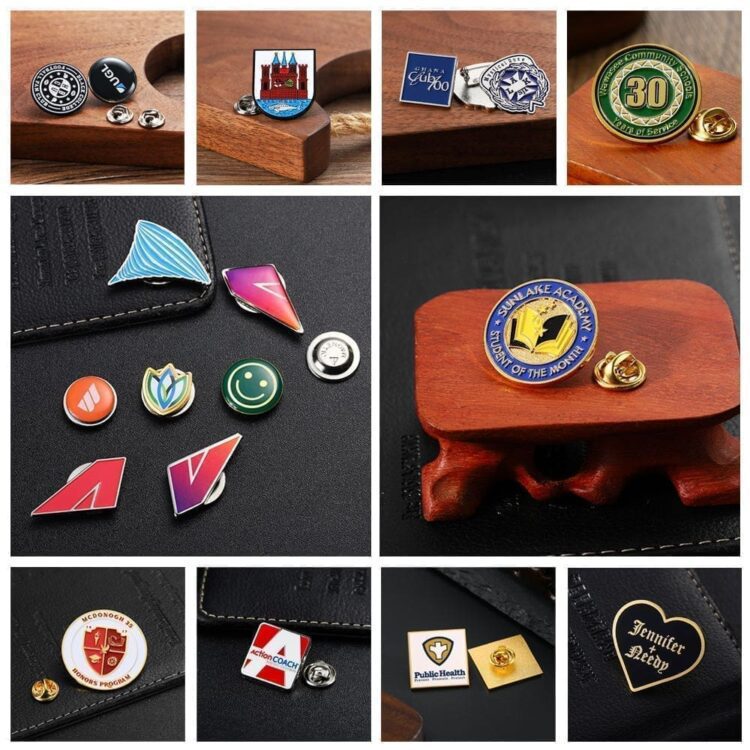 Custom rectangle hat gold enamel metal lapel pins