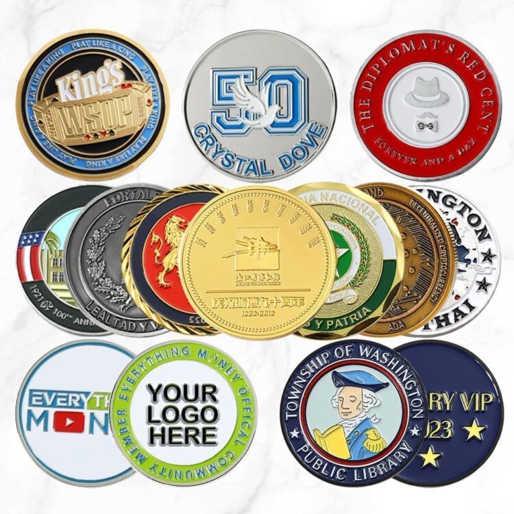 Fashion custom zinc alloy die-cast soft enamel color spray color shiny gold plated challenge coins