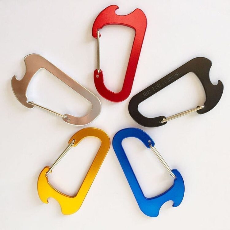 Custom large heavy duty spring hook key chain holder aluminum c clip shaped carabiner bottle opener