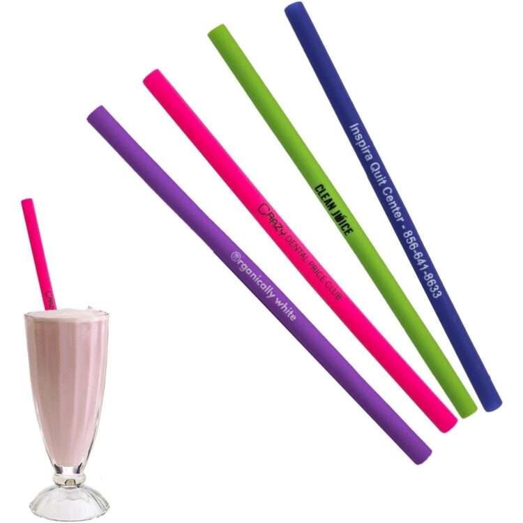 Custom logo eco friendly multicolor reusable straws collapsible silicone drinking straight straw