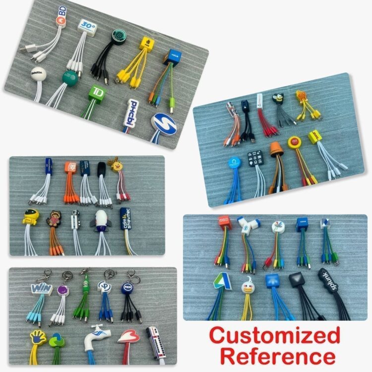Custom shape keychain 3 in 1 charging cable