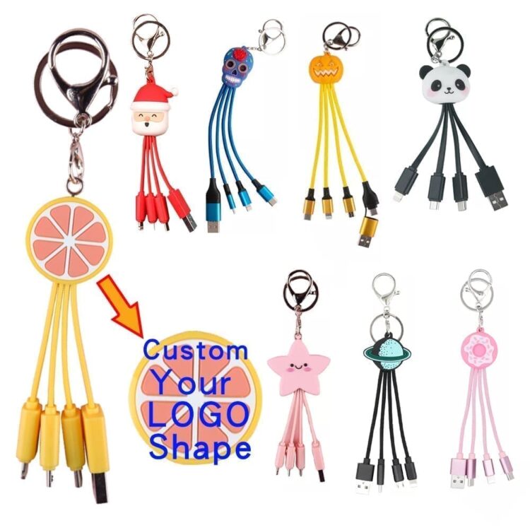 Custom shape keychain 3 in 1 charging cable