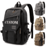 Custom retro men canvas backpacks large capacity outdoor travel bags laptop hiking backpacks with logo