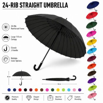 24 ribs fiberglass business golf umbrella meslop 4