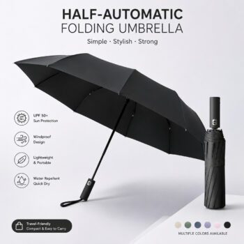 3 fold half automatioc foldable umbrella estaro