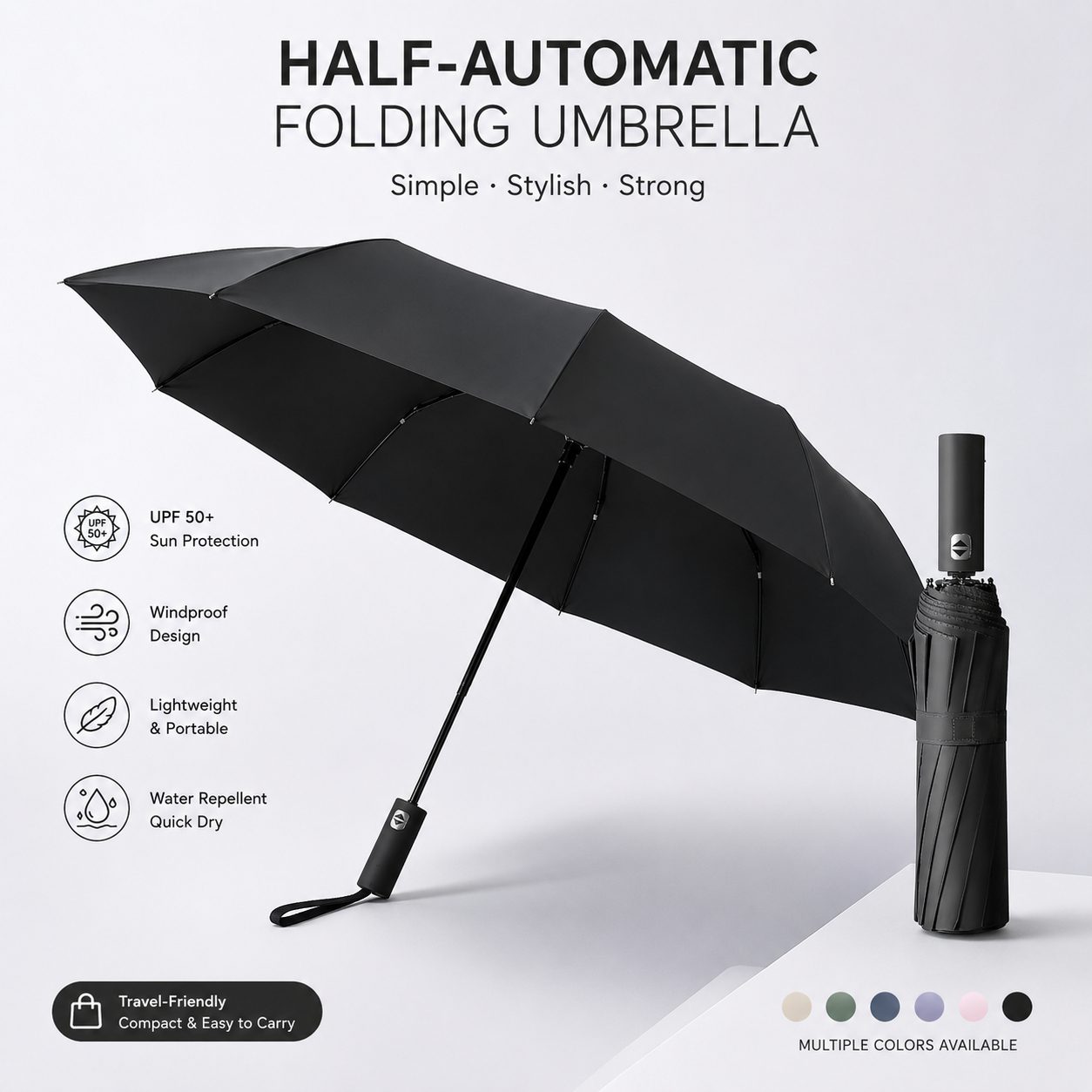 3 fold half automatioc foldable umbrella estaro 3 fold half automatioc foldable umbrella estaro