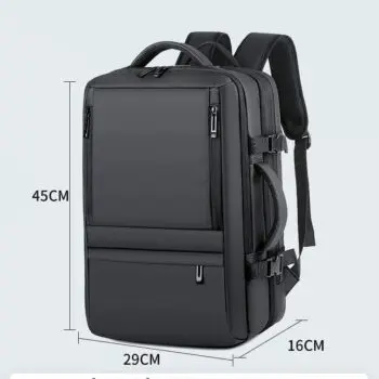 Fashion expandable back pack travel rucksack carry on laptop backpacks bag suitcase for men black waterproof bag polyester bsci