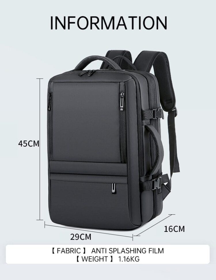 Fashion expandable back pack travel rucksack carry on laptop backpacks bag suitcase for men black waterproof bag polyester bsci