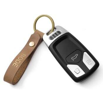 Leather keychain personalized for car keytags keyfob custom name phone number engraved premium leather key chain