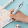 Wholesale novelty cute 6-in-1 colors abs plastic ball point pen with selling custom printed logo for student stationery gift