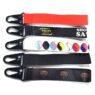 Wholesale custom logo printed wrist strap lanyards polyester woven embroidered short keychain lanyard key chain