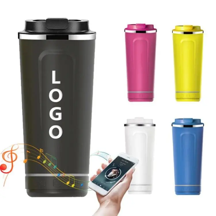 New arrival custom company logo bluetooth tumblers play music cup straight tumbler 18oz skinny tumblers with bluetooth speaker