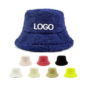 Factory direct selling solid color lamb wool warm keep winter bucket hat caps for men women