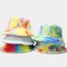 5 colors printed warm plush fuzzy fisherman hat wholesale women winter faux rabbit fur bucket tie die hat