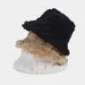 Wholesale autumn winter vintage pineapple faux fur fisherman hat cap female warm plush fluffy fuzzy bucket hat for woman