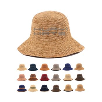 High quality luxury women sun beach chapeau raffia crochet cloche straw hat
