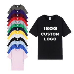 Custom graphic dtg dtf acid wash heavyweight 180gsm 100% cotton men streetwear soild color t shirt