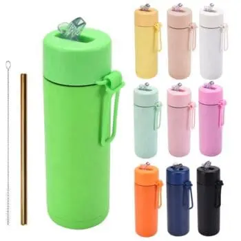 650ml stainless steel double wall insulated water bottle with straw gourde sport drinking bottle