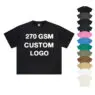 Custom logo dtg screen printed cheap 270gsm 100% cotton heavyweight vintage acid washed men oversized t shirt new style