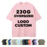 Custom designer printed 230gsm oversized streetwear 100% cotton heavyweight dtg heat transfer screen t shirt for men