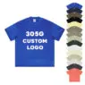 Custom logo 100% cotton polyester 305gsm heavyweight drop shoulder oversized heat transfer dtg screen printed t shirt