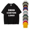 Custom logo 220gsm 280gsm heavyweight 100% cotton embroidered dtg heat transfer printed men oversized t shirt