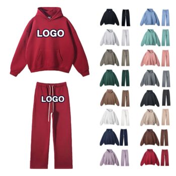 High quality 350gsm 500gsm luxury heavyweight fleece cotton polyester custom printed men hoodies sweatpants tracksuits
