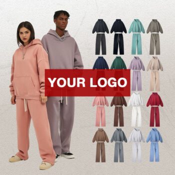 Custom embroidered dtg silk screen printed heavyweight 350gsm oversized streetwear men hoodies jogger tracksuit set