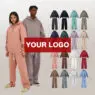Custom embroidered dtg silk screen printed heavyweight 350gsm oversized streetwear men hoodies jogger tracksuit set