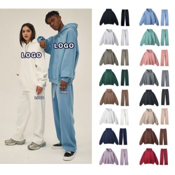 Hot sale custom printed dtg silk screen 350gsm 100% cotton polyester streetwear gym hoodies sweatpants tracksuits for men