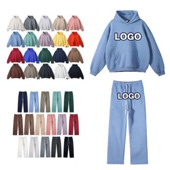 Oem custom dtf dtg screen printed sport streetwear warm winter oversized 350gsm hoodies sweatpants tracksuits for men