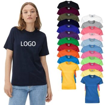 China manufacturer 180gsm custom logo printing plain women 100% cotton daily life shirt