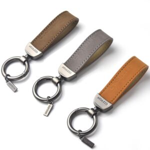 Customized promotional car leather keychain pu leather keyring for man gifr