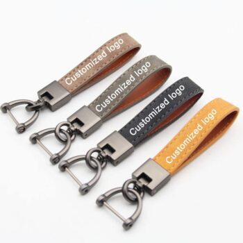Customizable car key chain luxury genuine leather keychain pure color buckle key ring car accessories gift car keychain