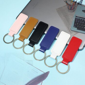 Wholesale fashion cheap genuine luxury custom candy color blank pu leather keychain
