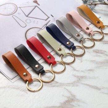 Wholesale custom logo fashion pu leather keychain gift key chain men women car key strap waist wallet leather key chains keyring