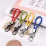Hand woven rope keychain for men women rotatable luxury leather rope key chains horseshoe buckle car key ring holder accessories