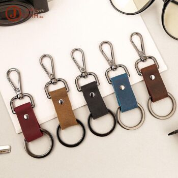 Leather keychain vintage handmade keychains key ring fashion men leather key chain custom metal gift keychains charms