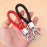 Hand woven rope keychain for men leather car key chain 360 degree rotating horseshoe buckle strong rope leather key rings holder