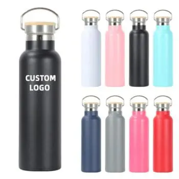 Colorful oem stainless steel drinking bottle thermal vacuum flask tea thermos water bottles with bamboo lid