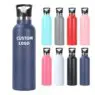 Custom stainless steel water bottle 12oz 17oz 20oz 25oz 34oz termos sports bpa free water bottles with crown lid