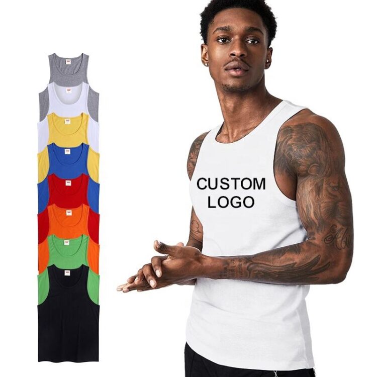 100% cotton muscle top sleeveless travel vest unisex plain custom logo for men workout sport wear men's fitness gym tank tops