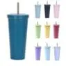 Stainless steel drinking cups coffee mug with lid double wall vacuum insulated tumbler with straw sippy cup