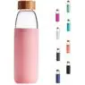 Sublimation borosilicate glass water bottle with bamboo lid with logo
